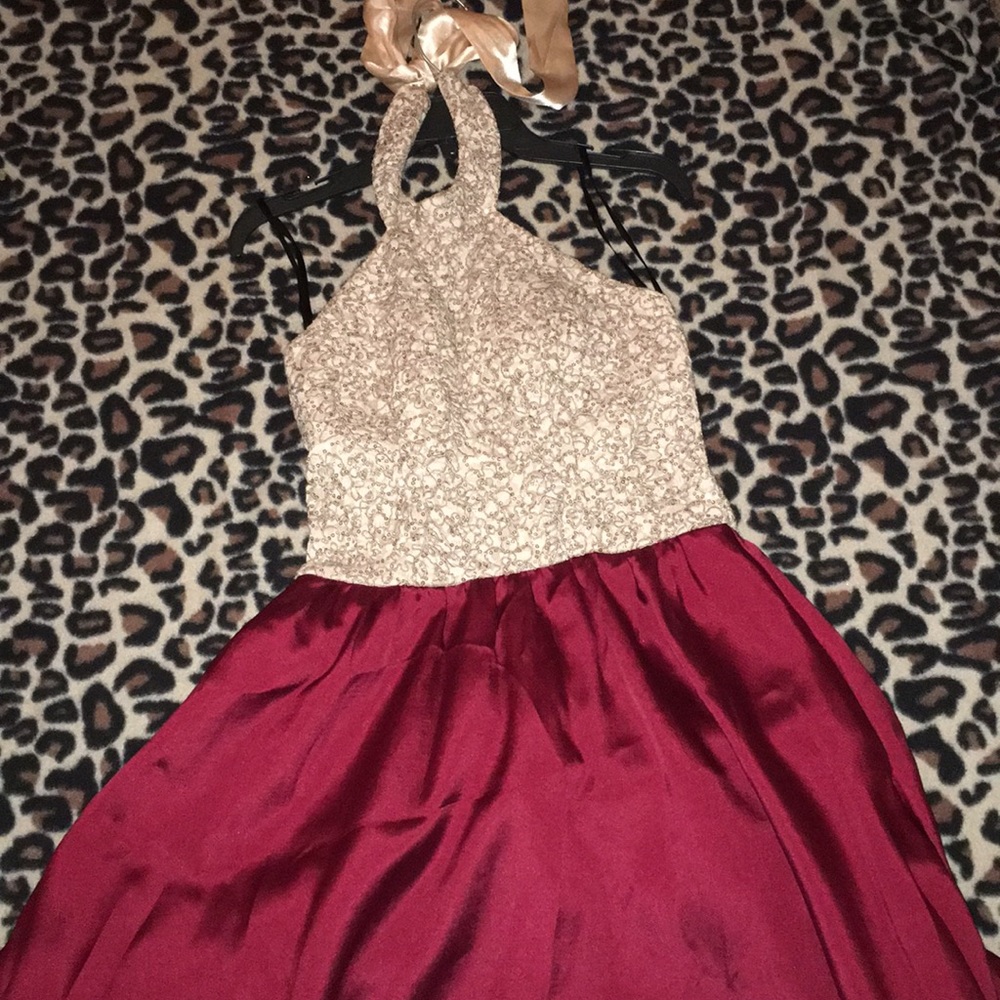 RED AND GOLD PROM DRESS